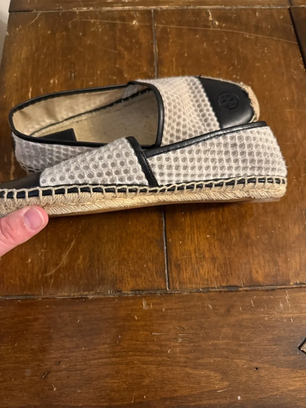 Tory Burch Black and White Colorblock Espadrilles Sz 9.5